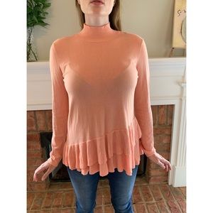 The Limited | Peach Blouse with Ruffles Size S